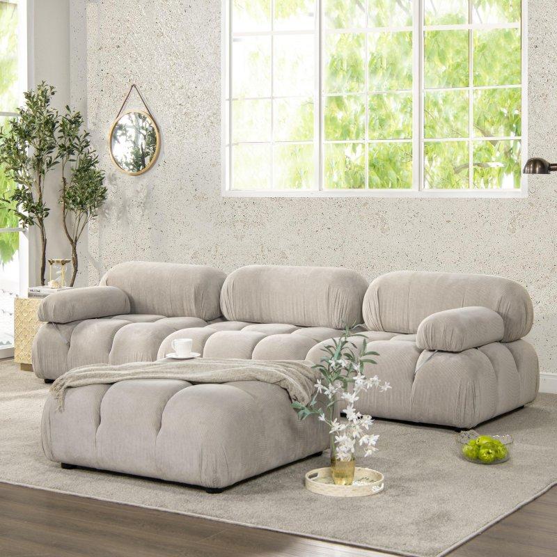 Buklet Kumaş Modüler Çift Yönlü Köşe Koltuk - 279x185 cm - 258288