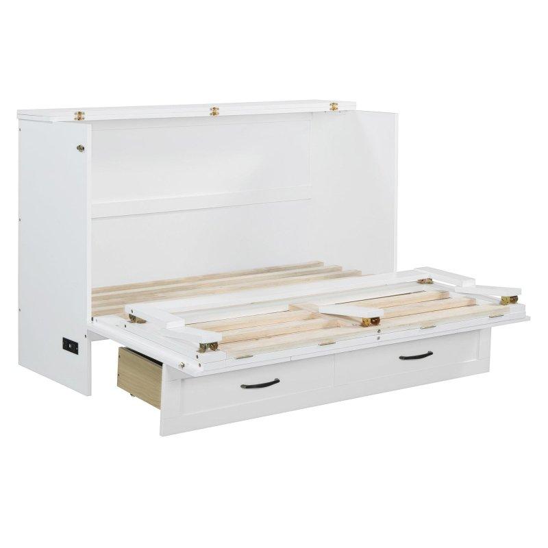 Çam Ağacı Rattan Detaylı Geniş Çekmeceli USB Portlu Duvar Yatağı - 260990