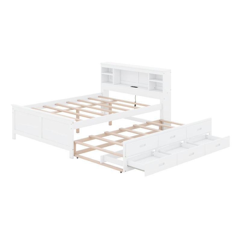 Çam ve MDF USB Portlu Raflı 3 Çekmeceli Yavru Yataklı Karyola - 145x211 cm - 328813