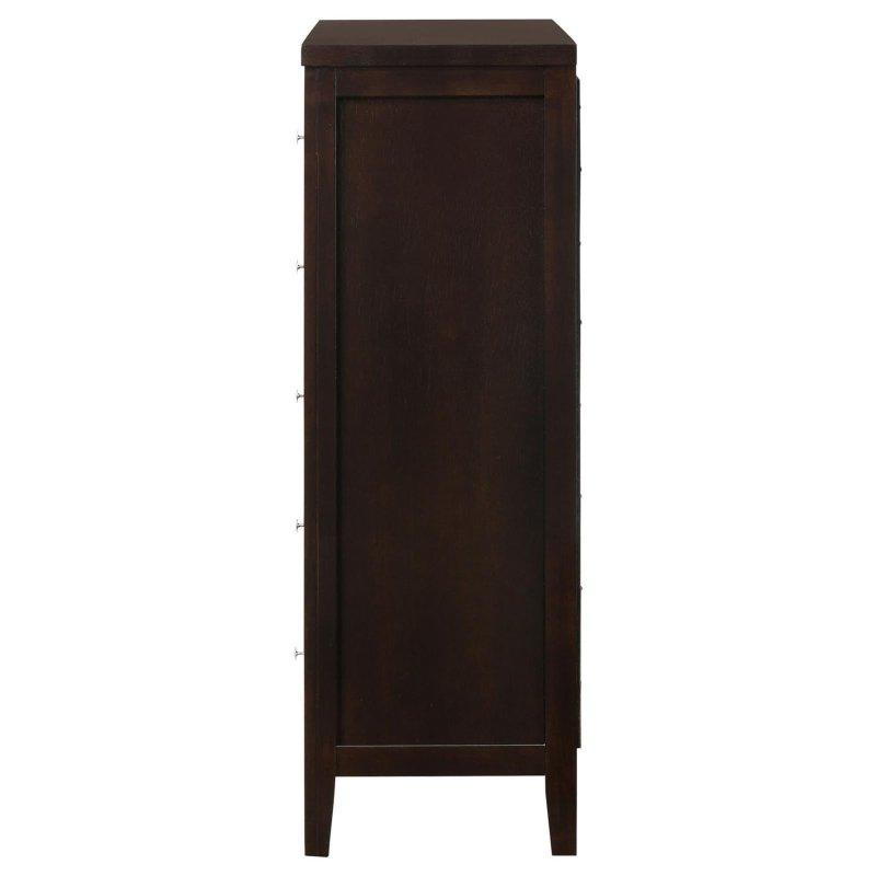 Cappuccino Kahverengi Ahşap 5 Çekmeceli Gümüş Kulplu Dikey Şifonyer - 76x39x123 cm - 306584