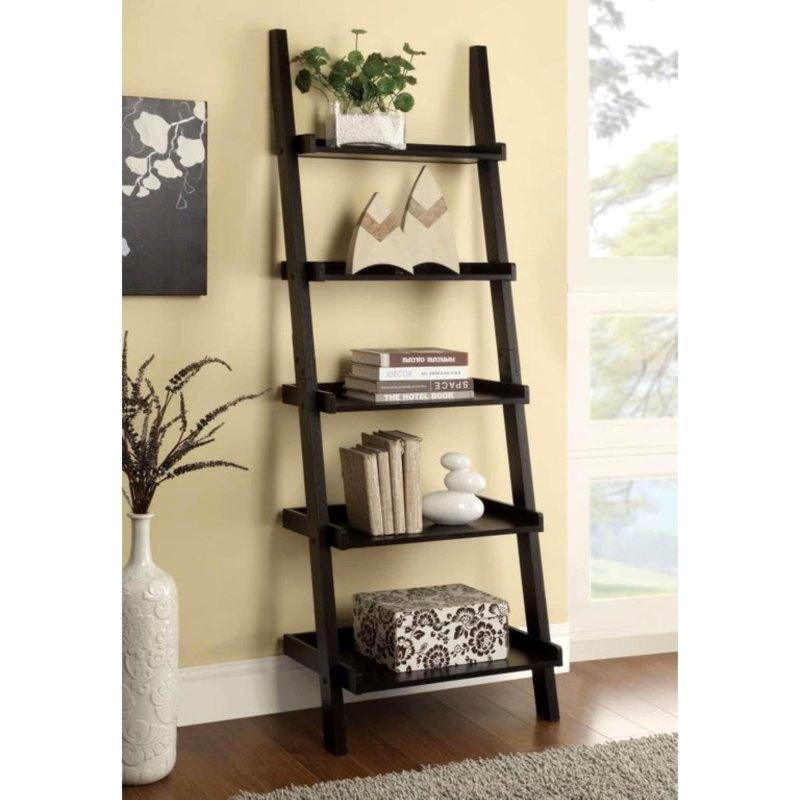 Cappuccino Kahverengi Ahşap 5 Raflı Merdiven Tipi Kitaplık - 183 cm - 316047