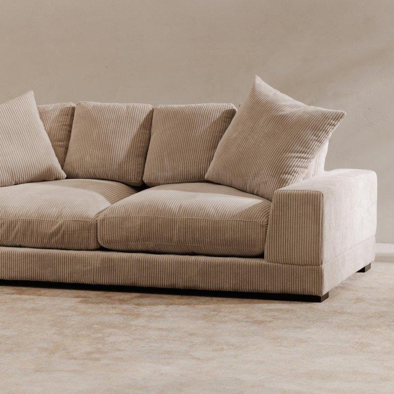 Cappuccino Polyester Döşemeli Masif Ahşap 3 Kişilik Bohem Koltuk - 234 cm - 284687