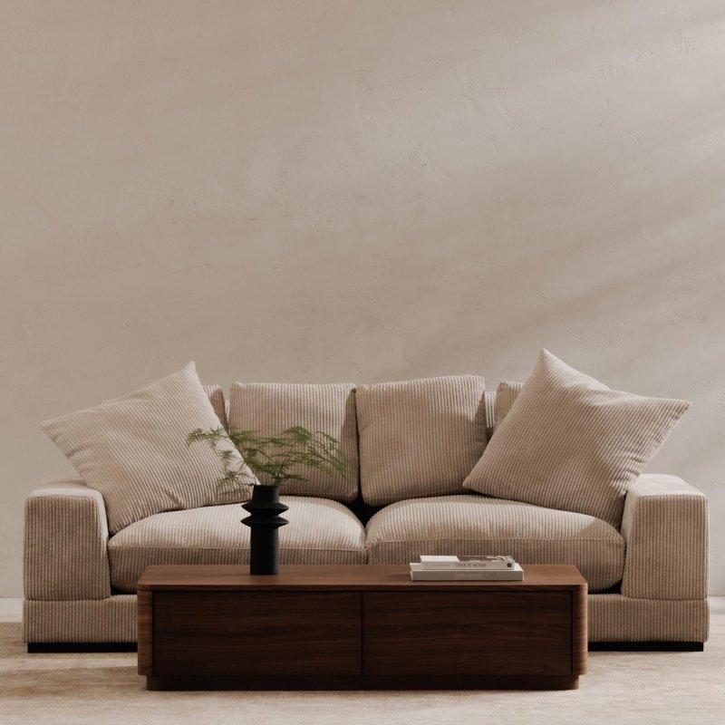 Cappuccino Polyester Döşemeli Masif Ahşap 3 Kişilik Bohem Koltuk - 234 cm - 284687