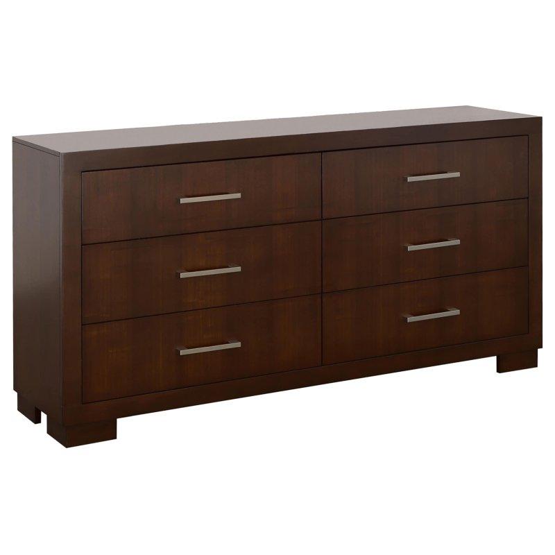 Cappuccino Rengi 6 Çekmeceli Aynalı Ahşap Şifonyer - 163 cm - 302434