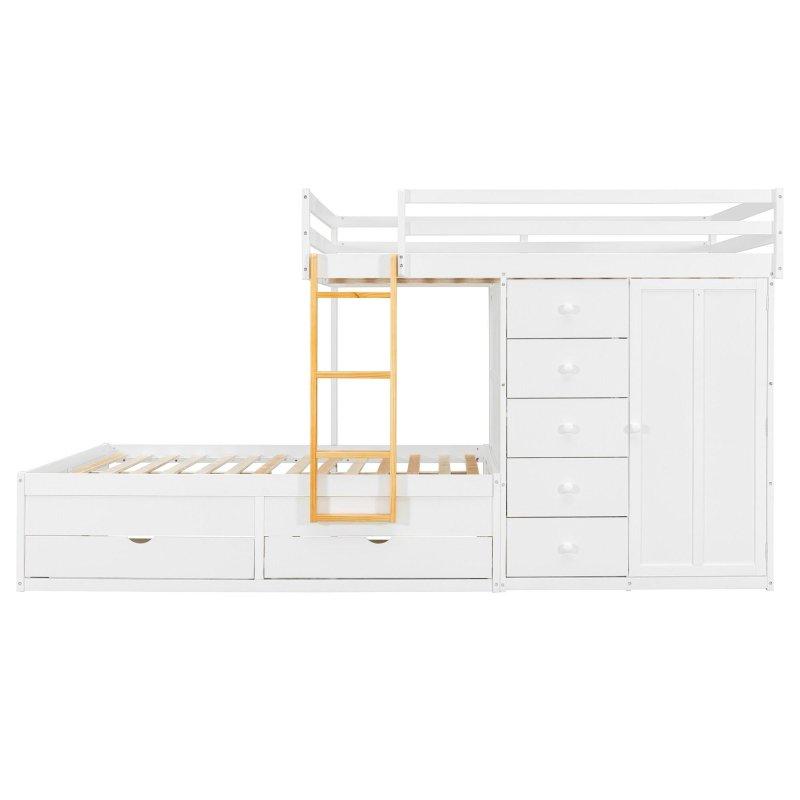 Çekmeceli ve Dolaplı MDF Ahşap Ranza - 250943