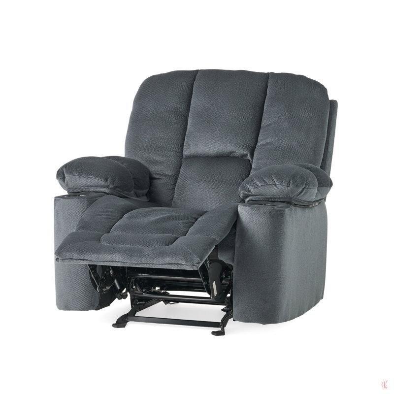 Çelik Gri Polyester Kumaş Manuel Mekanizmalı Sallanır Bardaklıklı Baba Koltuğu - 322438