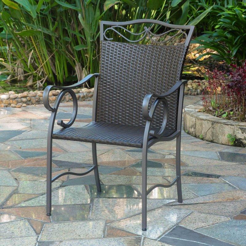 Çelik İskeletli Kolçaklı İstiflenebilir Dış Mekan Rattan Sandalye Seti 2 Adet - 251539