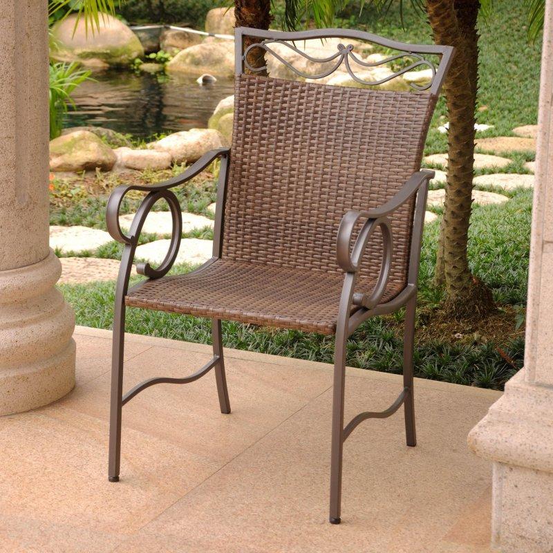 Çelik İskeletli Kolçaklı İstiflenebilir Dış Mekan Rattan Sandalye Seti 2 Adet - 251539