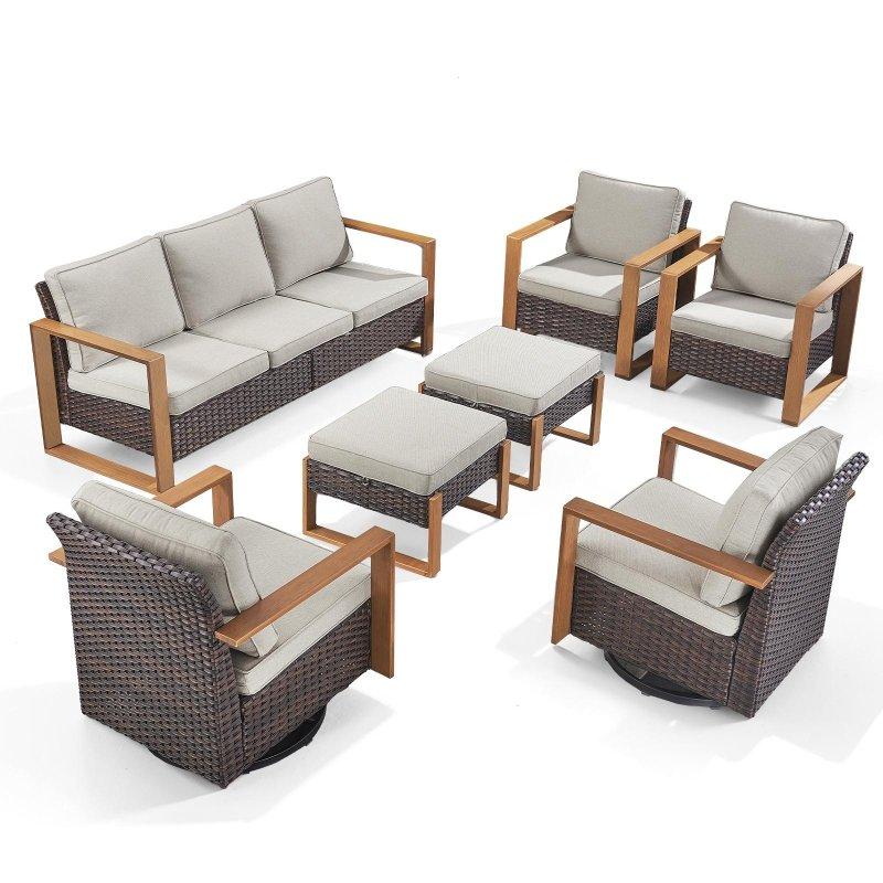 Çelik İskeletli Rattan Yüksek Sırtlı Minderli Bahçe Takımı - 268540