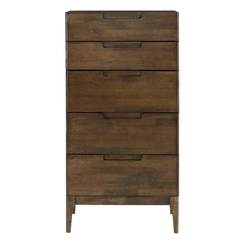 Ceviz Ahşap 5 Çekmeceli Konik Ayaklı Şifonyer - 60x41x117 cm - 311254