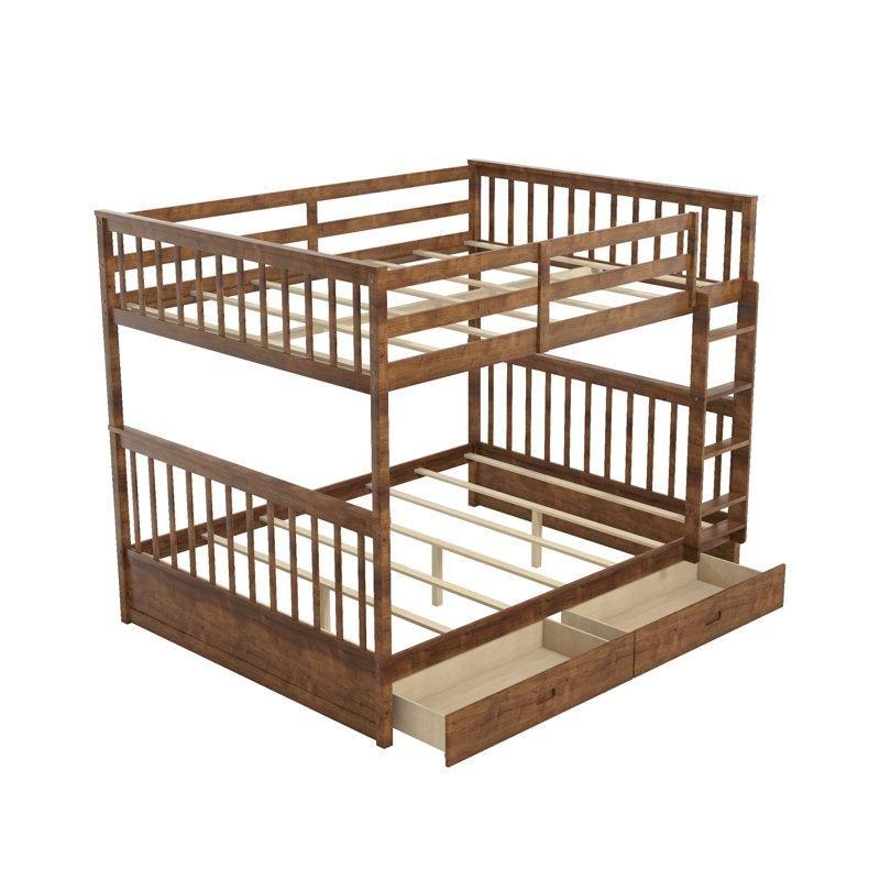 Ceviz Ahşap Çekmeceli Ayrılabilen Ranza - 150x204 cm - 246393