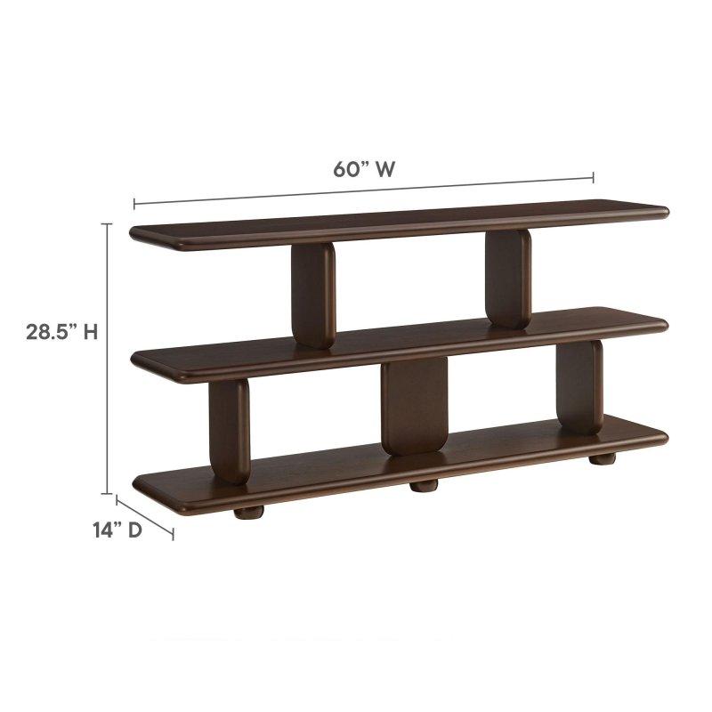 Ceviz Ahşap İki Katlı Heykelsi Kitaplık - 153 cm - 312607
