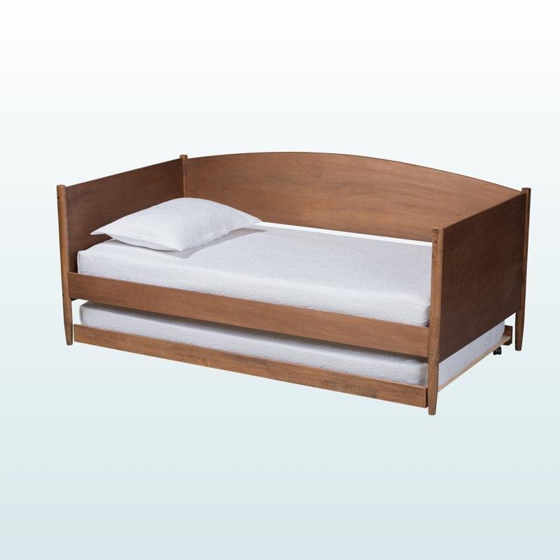 Ceviz Ahşap Konik Ayaklı Yavru Yataklı Karyola - 198x105 cm - 328469