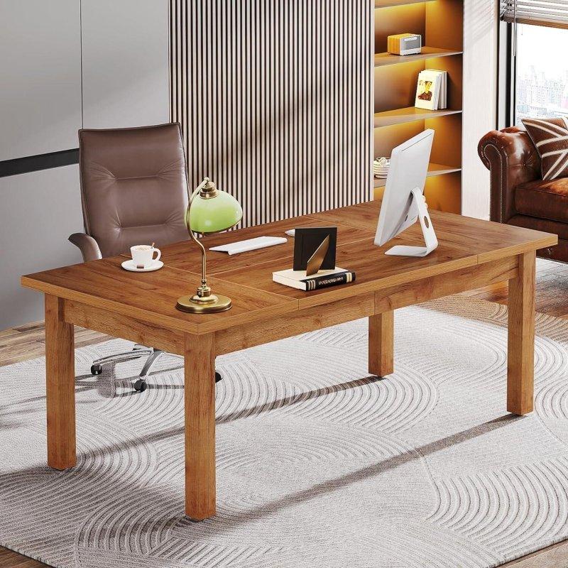 Ceviz Ahşap Rustik Geniş Ofis Masası - 181 cm - 327986