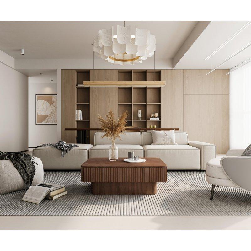 Ceviz Ahşap Yivli Kaldırılabilir Tablalı Akıllı Sehpa - 254378