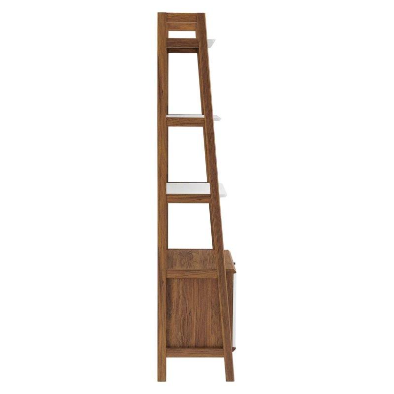 Ceviz Beyaz Ahşap Kademeli Kapaklı Kitaplık - 181 cm - 318482