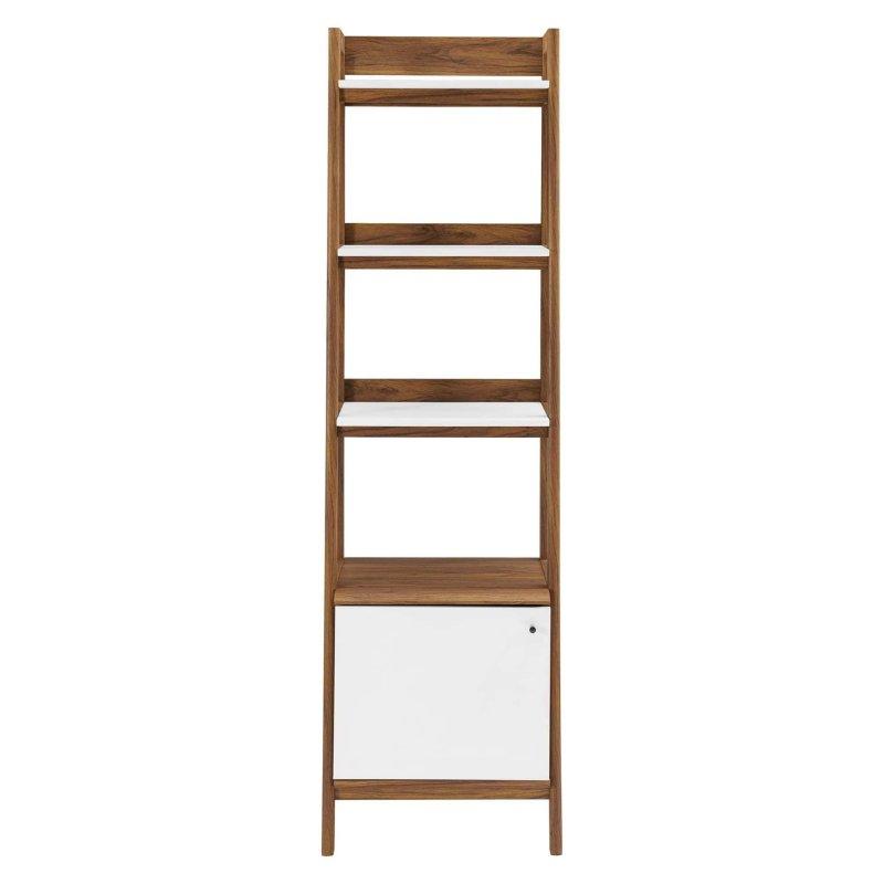Ceviz Beyaz Ahşap Kademeli Kapaklı Kitaplık - 181 cm - 318482