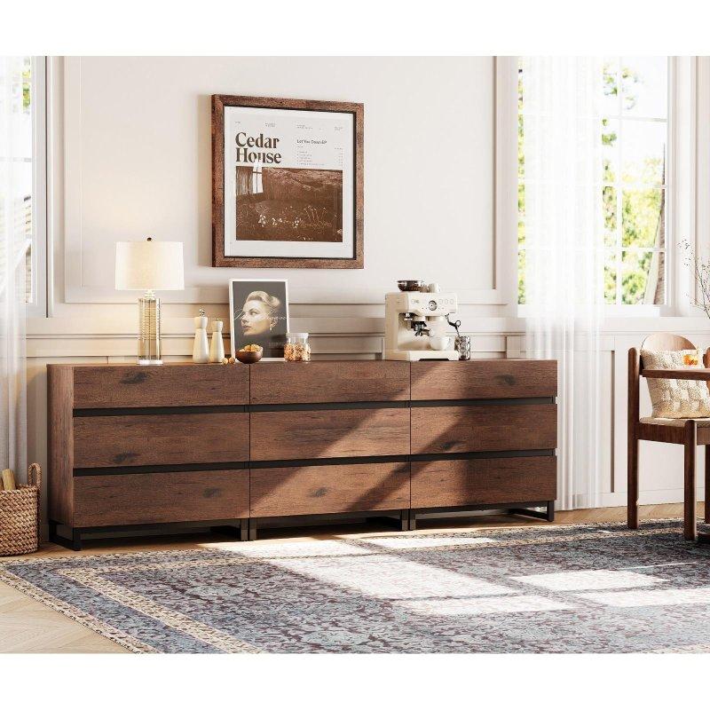 Ceviz Desenli MDF Metal Ayaklı Modern Şifonyer - 297851