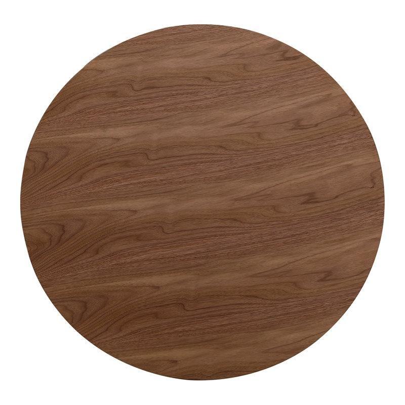 Ceviz Endüstriyel Ahşap Kaide Ayaklı Yuvarlak Orta Sehpa - 97x39 cm - 245189