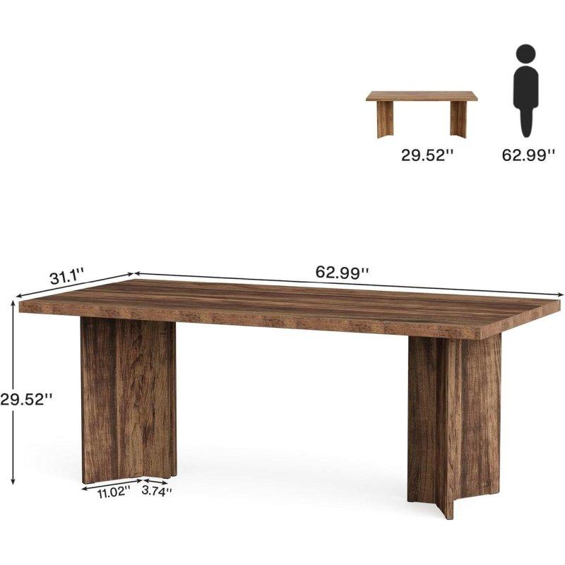 Ceviz Eskitme Tasarım Geniş Ofis Masası - 160 cm - 325732