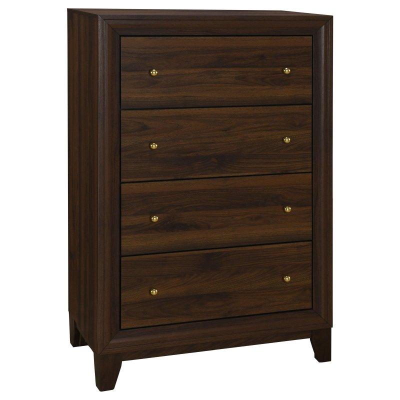 Ceviz Gold Kulplu Konik Ayaklı 4 Çekmeceli Şifonyer - 81x44x124 cm - 302019