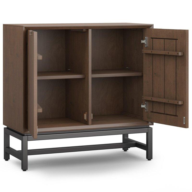 Ceviz Kahverengi Masif Kauçuk Ağacı Metal Ayaklı Ayarlanabilir Raflı Kitaplık - 82x36x81 cm - 318542