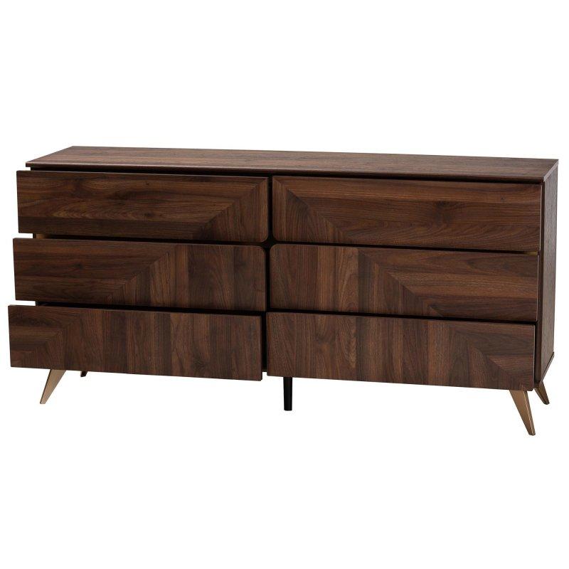 Ceviz Kahverengi MDF 6 Çekmeceli Kulpsuz Tasarım Şifonyer - 159 cm - 311887