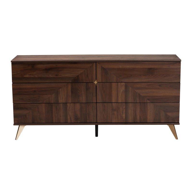 Ceviz Kahverengi MDF 6 Çekmeceli Kulpsuz Tasarım Şifonyer - 159 cm - 311887