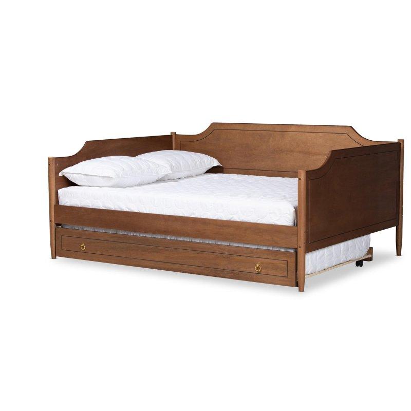 Ceviz Kahverengi MDF ve Kauçuk Ağacı Yavru Yataklı Daybed Karyola - 199x144x89 cm - 329951