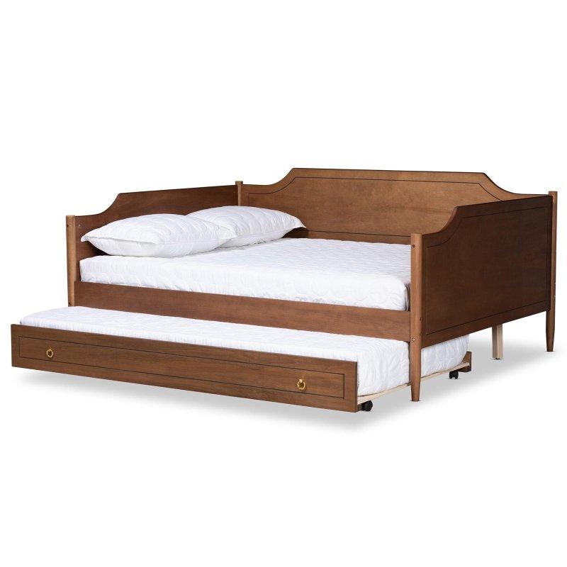 Ceviz Kahverengi MDF ve Kauçuk Ağacı Yavru Yataklı Daybed Karyola - 199x144x89 cm - 329951
