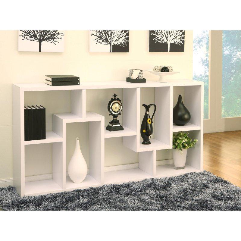 Ceviz Kaplama MDF Geometrik Tasarımlı 8 Raflı Kitaplık - 92x181 cm - 318698