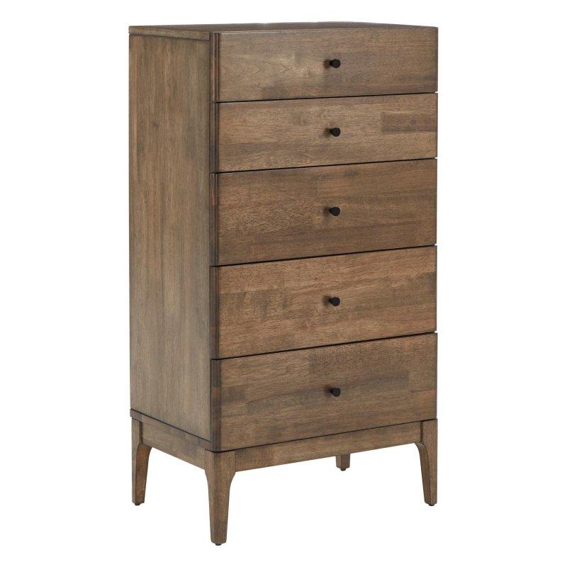 Ceviz Kauçuk Ağacı 5 Çekmeceli Metal Kulplu Şifonyer - 60x40x111 cm - 307021