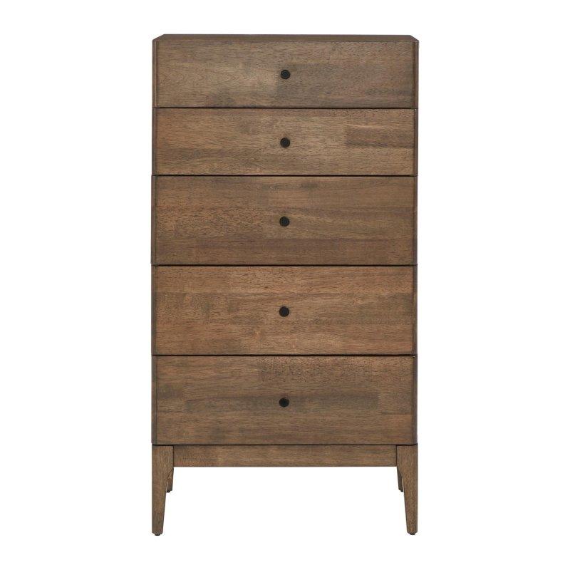 Ceviz Kauçuk Ağacı 5 Çekmeceli Metal Kulplu Şifonyer - 60x40x111 cm - 307021