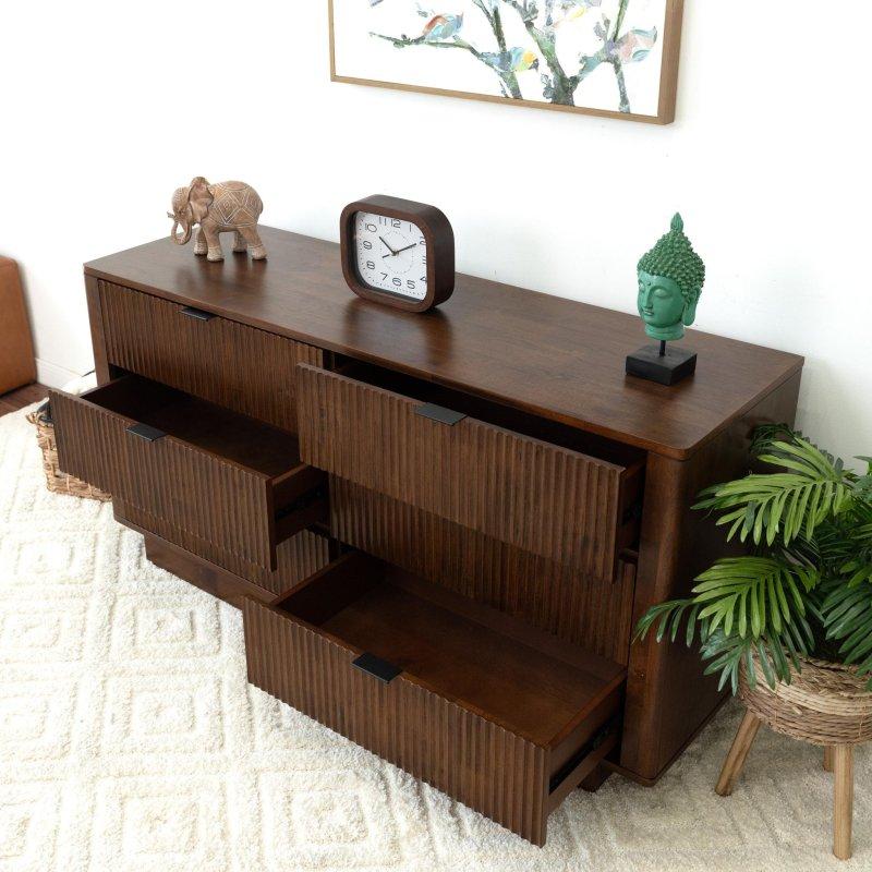 Ceviz Masif Ahşap 6 Çekmeceli Şifonyer - 142 cm - 309245