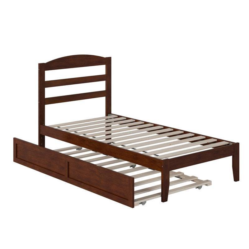 Ceviz Masif Ahşap USB Şarjlı Yavru Yataklı Karyola - 98x194 cm - 328974
