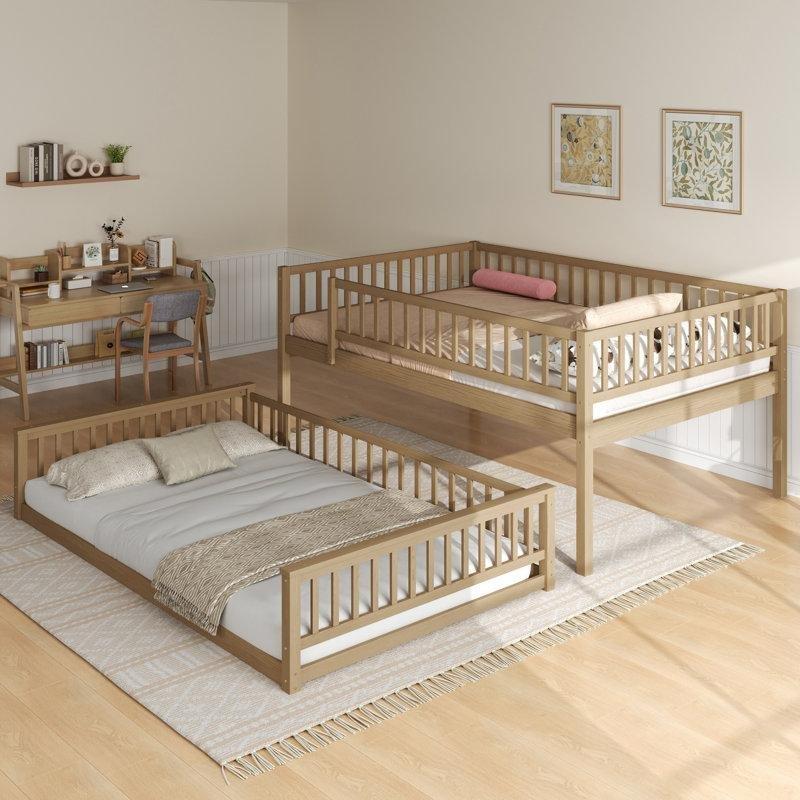 Ceviz Masif Ahşap ve MDF Ayrılabilen Ranza - 162x216 cm - 248859