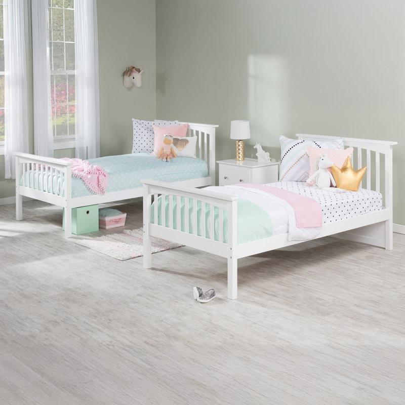 Ceviz Masif Kauçuk Ağacı Yavru Yataklı Ayrılabilen Merdivenli Ranza - 113x205 cm - 246793