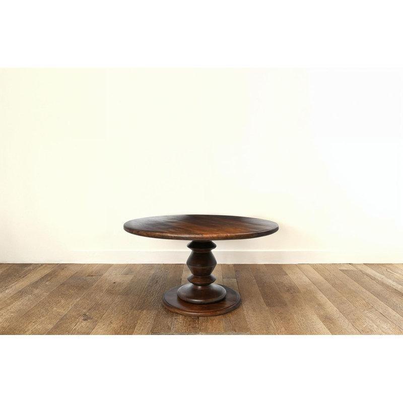 Ceviz Masif Mango Ağacı Kaide Ayaklı Yuvarlak Orta Sehpa - 87x49 cm - 244138