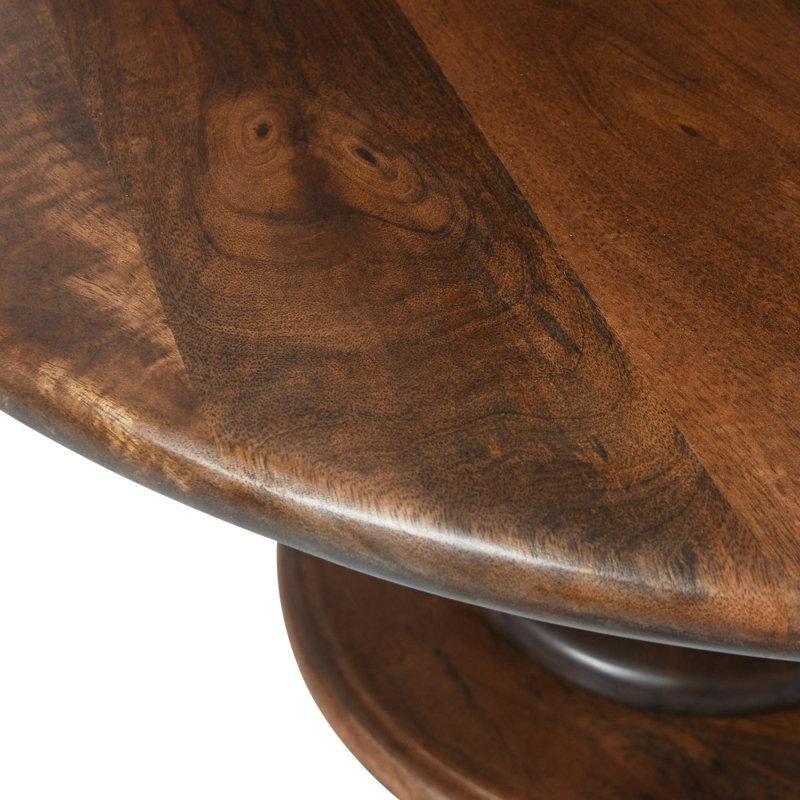 Ceviz Masif Mango Ağacı Kaide Ayaklı Yuvarlak Orta Sehpa - 87x49 cm - 244138