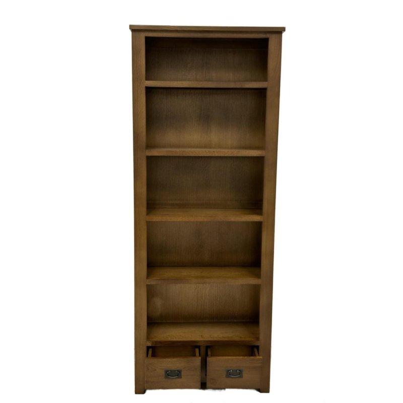 Ceviz Masif Meşe Çekmeceli Kitaplık - 81x204x32 cm - 316746