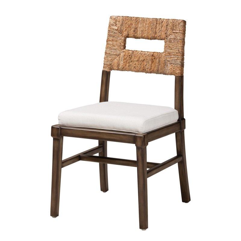 Ceviz Maun Ağacı Kumaş Döşemeli Bohem Tasarım Rattan Sandalye - 253345