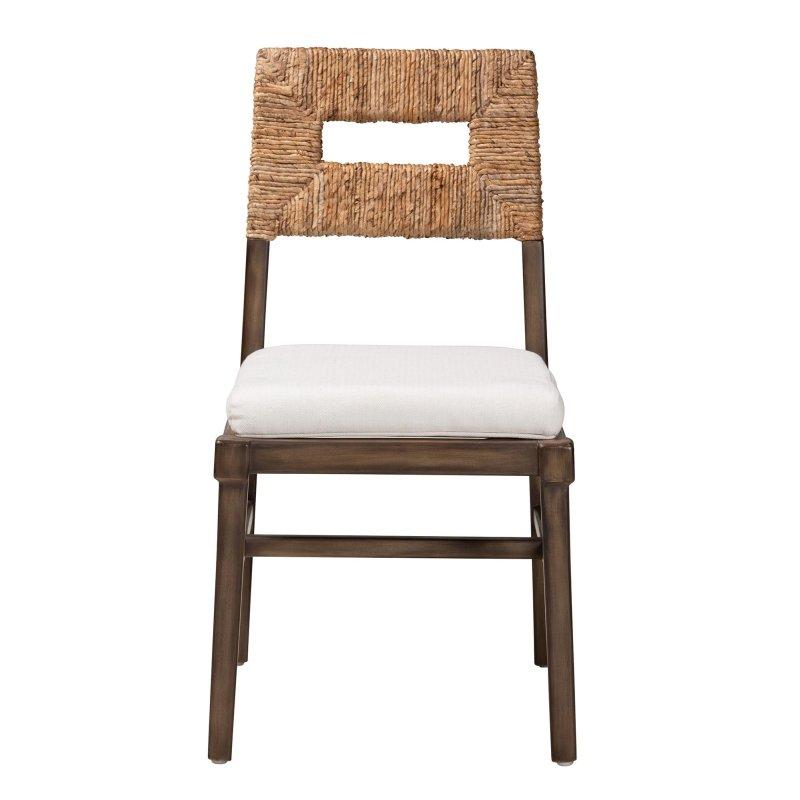 Ceviz Maun Ağacı Kumaş Döşemeli Bohem Tasarım Rattan Sandalye - 253345