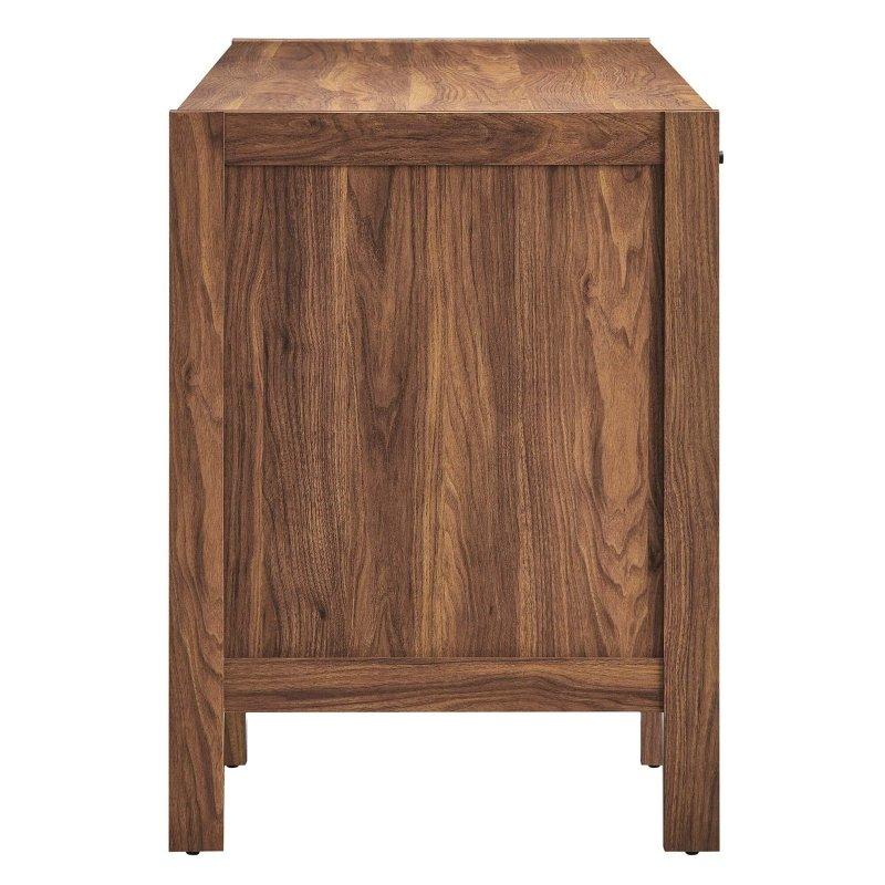 Ceviz MDF 3 Çekmeceli 2 Dolaplı Ahşap Dokulu Ofis Masası - 148 cm - 326335
