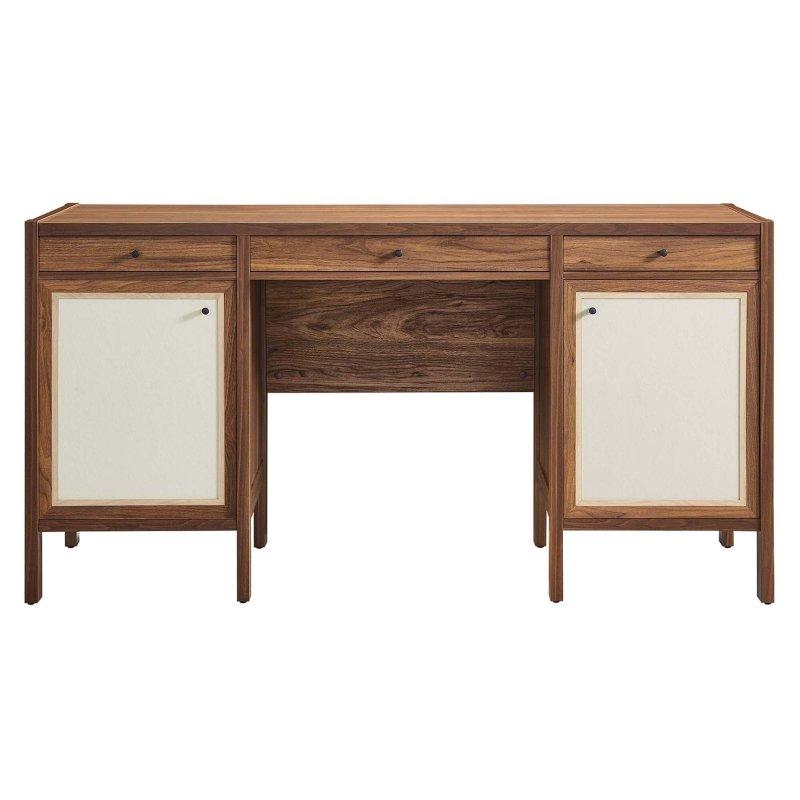 Ceviz MDF 3 Çekmeceli 2 Dolaplı Ahşap Dokulu Ofis Masası - 148 cm - 326335
