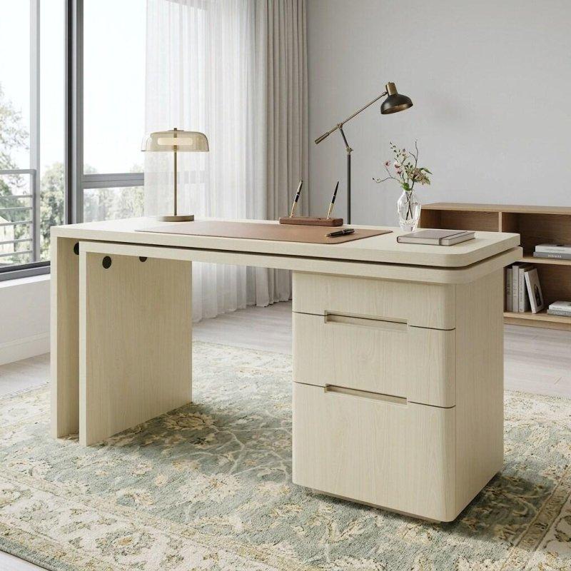Ceviz MDF 3 Çekmeceli 360 Derece Dönebilen L Tipi Ofis Masası - 327520