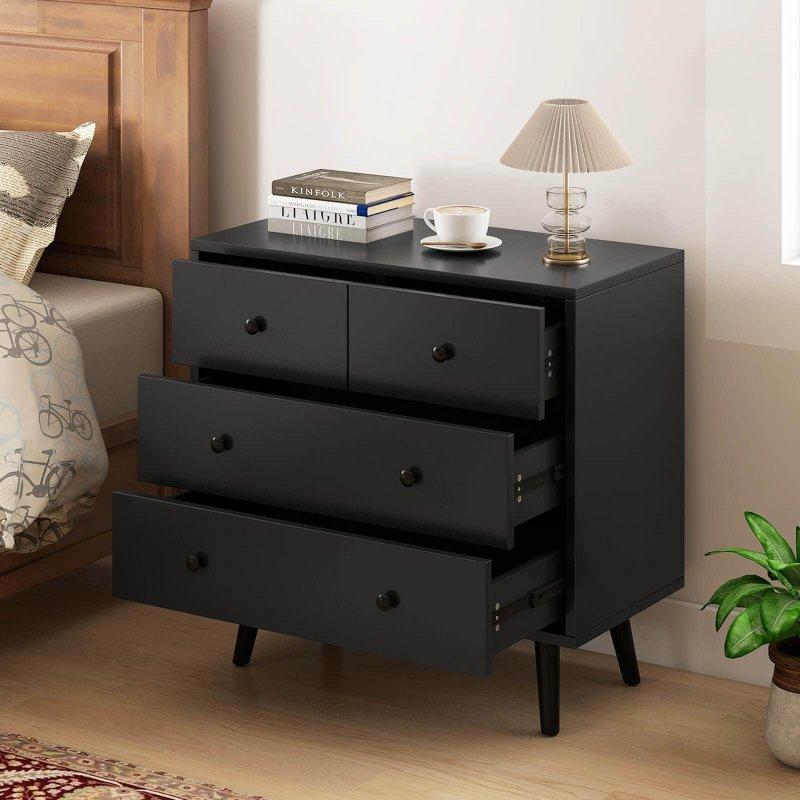 Ceviz MDF 4 Çekmeceli Şifonyer - 81 cm - 296897