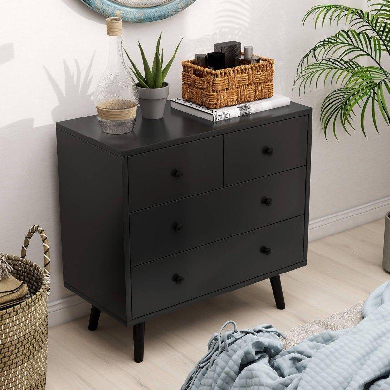 Ceviz MDF 4 Çekmeceli Şifonyer - 81 cm - 296897