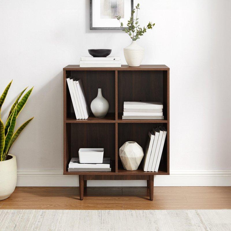 Ceviz MDF 4 Küp Raflı Plak Standı Kitaplık - 73x73x92 cm - 318980