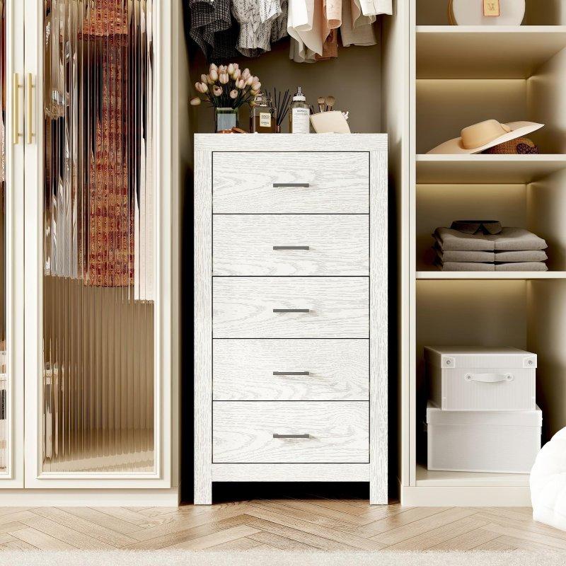 Ceviz MDF 5 Çekmeceli Dikey Modern Şifonyer - 308678