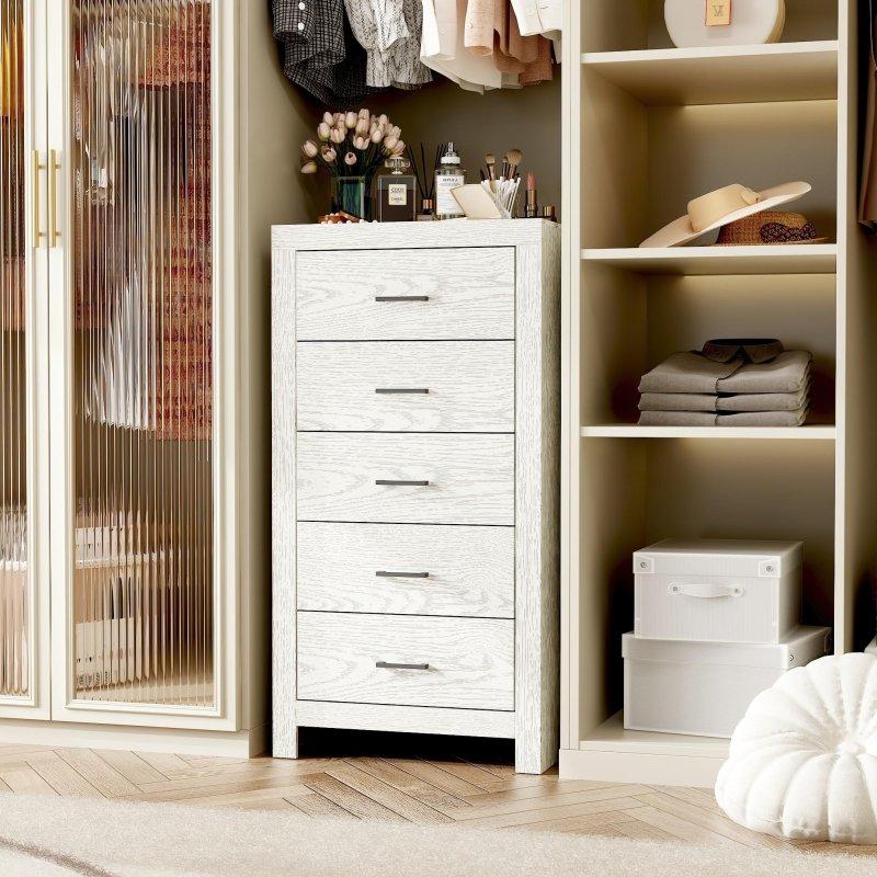 Ceviz MDF 5 Çekmeceli Dikey Modern Şifonyer - 308678